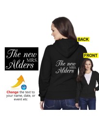 Funny The New Mrs With Customised Custom Text Name Just Married Printed Adult Unisex Pullover Hoodie